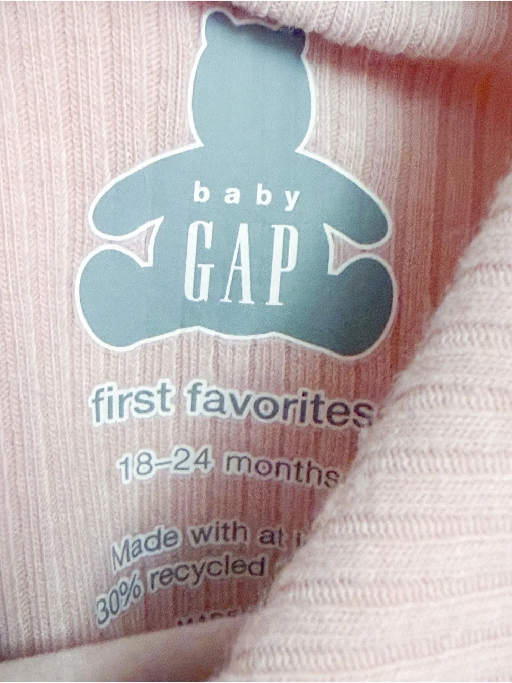 GAP Long-Sleeve Ribbed One-Piece in Dusty Pink